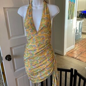 Tiger Mist. Size Small Retro Halter Multi Colored Mini Dress